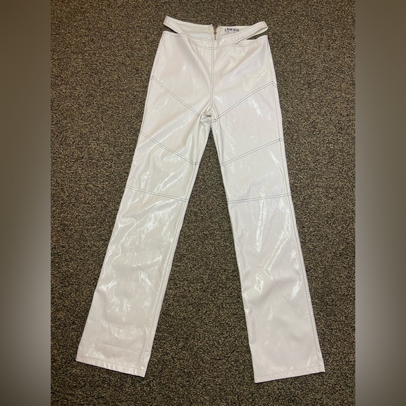 I.AM.GIA White High-Rise Faux Leather Straight Leg Pants. Size:L - Picture 3 of 16